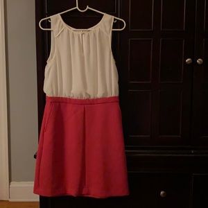 Loft sleeveless dress white/pink size 4
